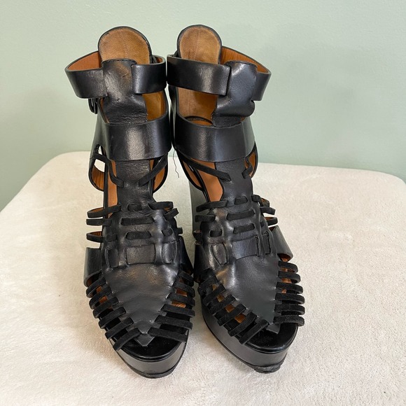 Givenchy Corinne Women's Leather Suede Gladiator Platform Wedge Heels Size 8 - Picture 4 of 15